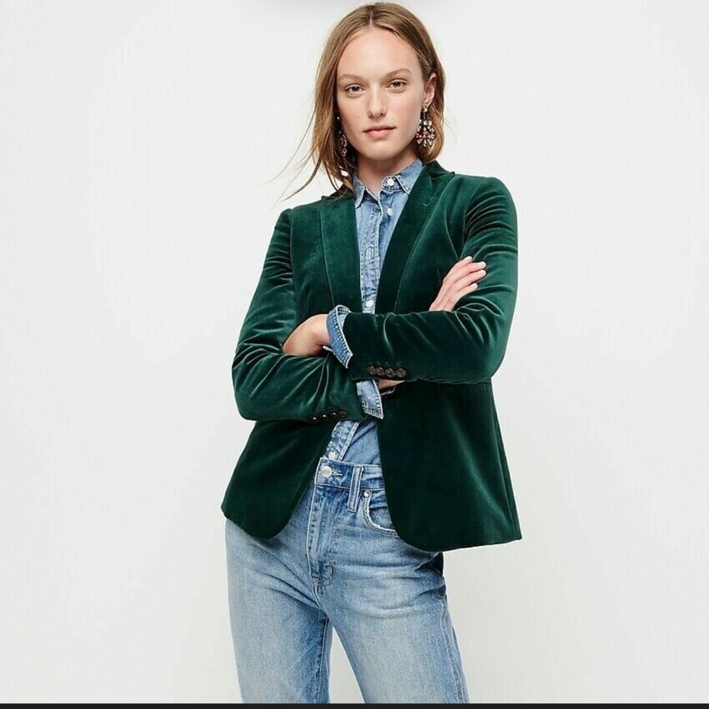 J. Crew Women's Deep Green Velvet Blazer